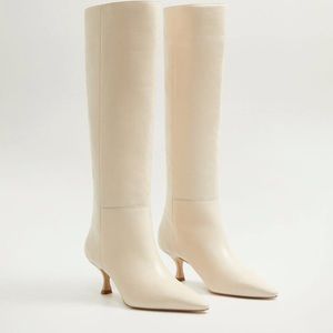 NWOT MANGO Leather High Leg Boots 37 - 7.5